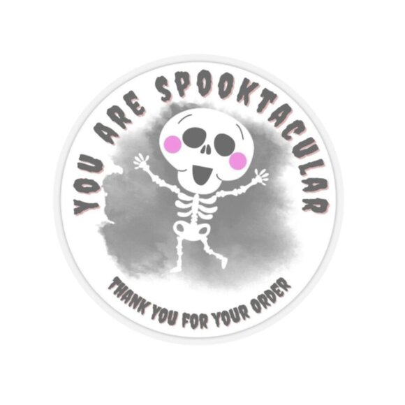 1000 Count Handmade Halloween Spooktacular Skeleton Transparent Thank You